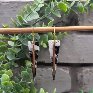 Elegant Black and White Dangle Earrings